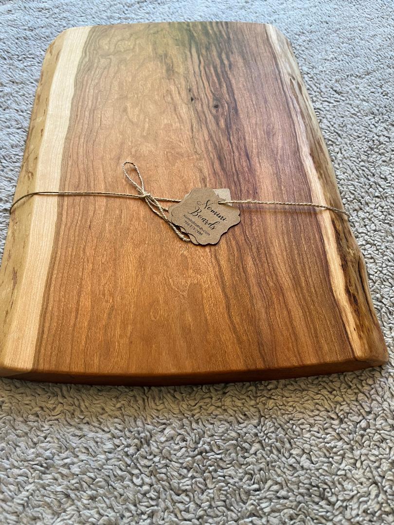 Wood Handled Cutting Board (20 x 9.5 x 1) Cherry, Maple, Oak Inlay